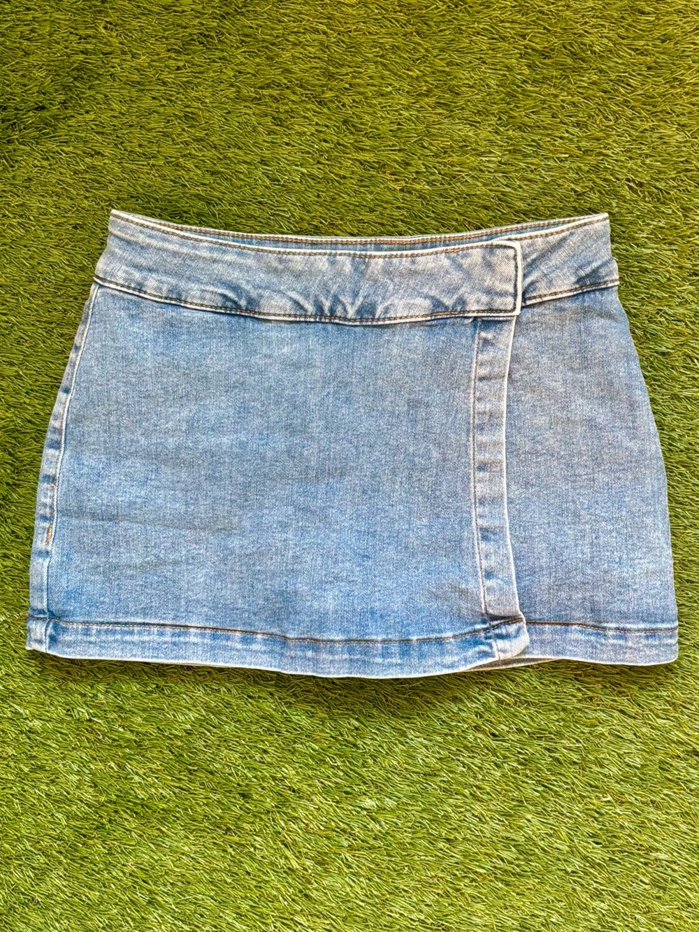 Garage Light Wash Denim Wrap Skort XS
